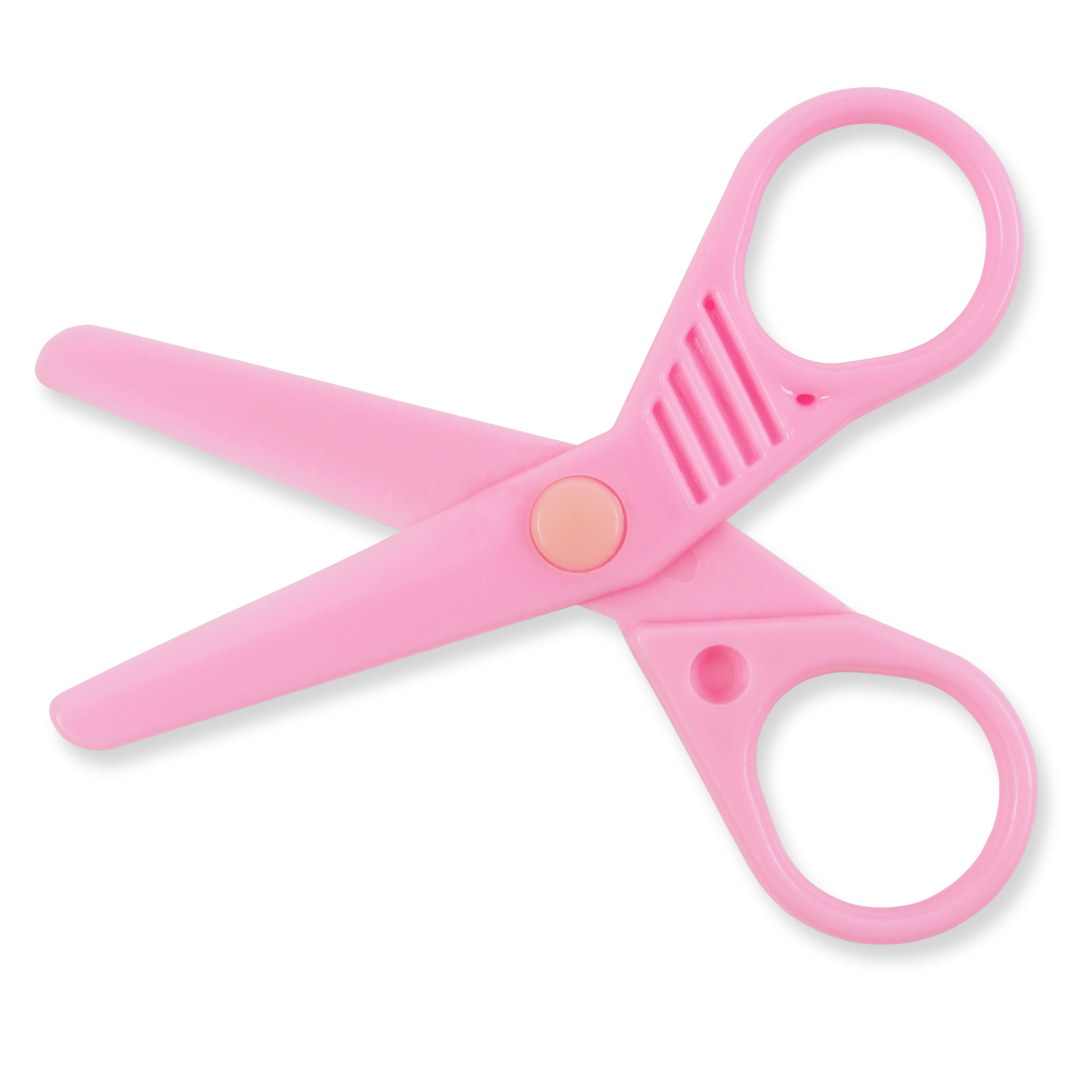 image of pink open scissors