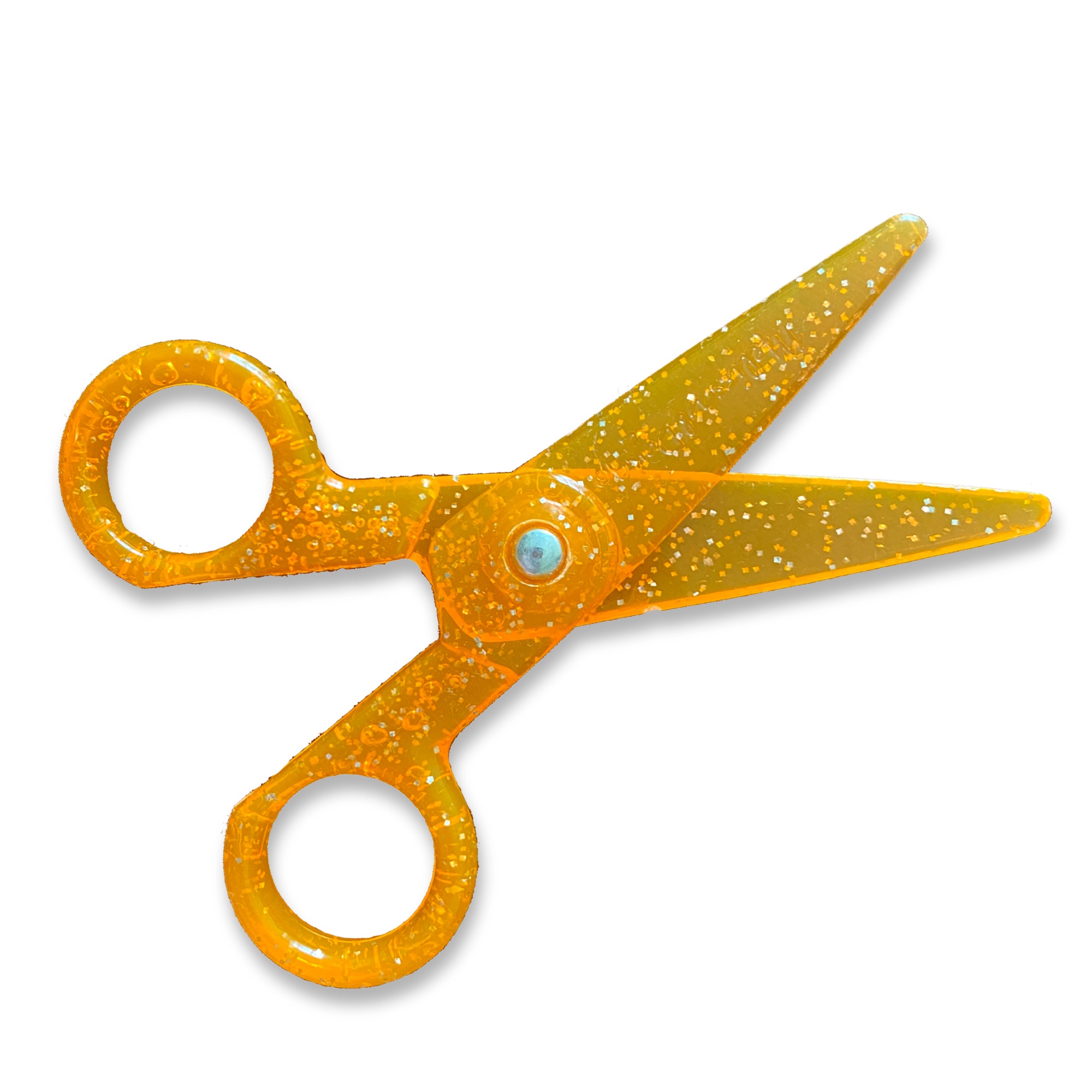 image of yellow glitter open scissors